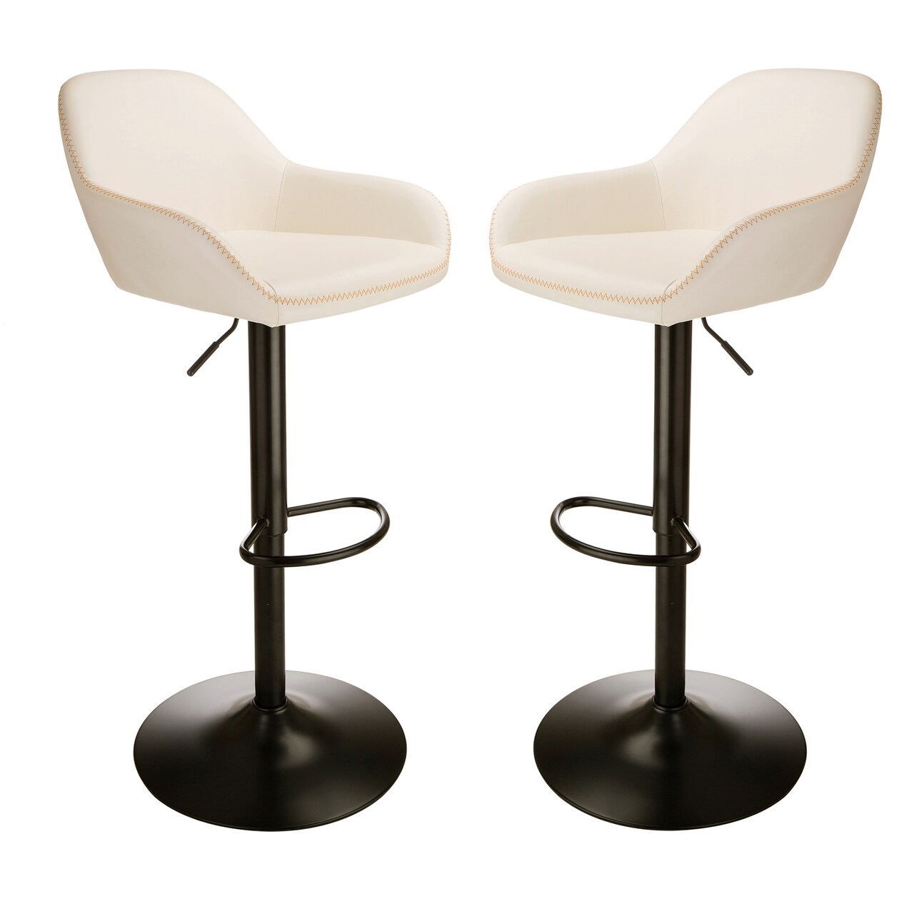 Set of 1/2/3/4 Mid-Century Modern Leatherette Gaslift Adjustable Swivel Bar Stools